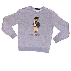 Ralph Lauren Gray Sweatshirt with Bear Graphic